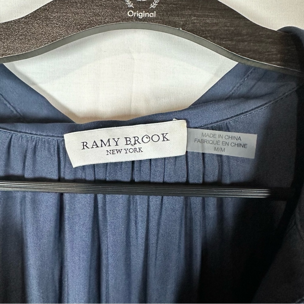 Ramy Brook New York Barb Belted Button Front Mini Dress in Navy Size Medium - Picture 3 of 11